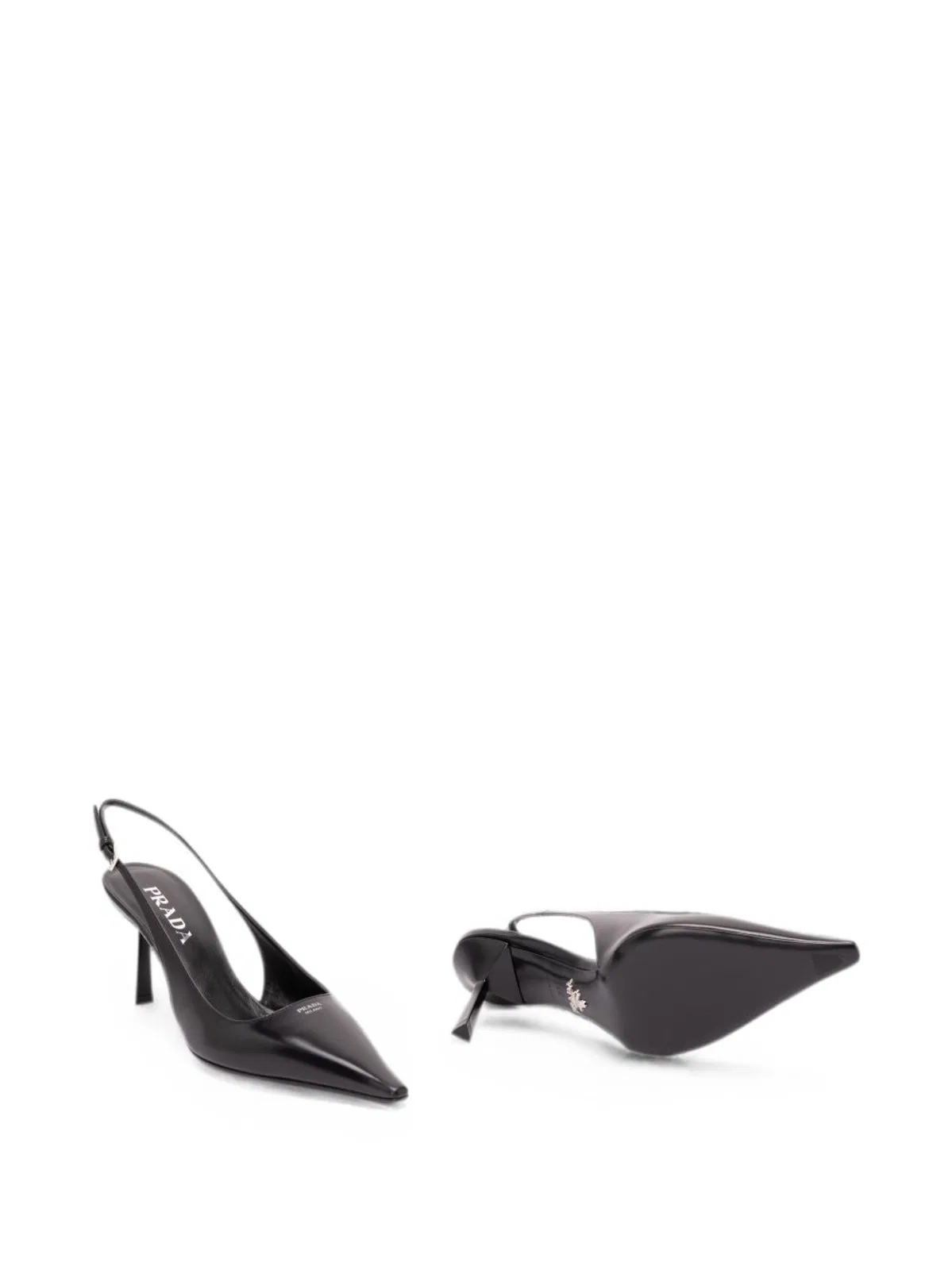 Prada Pointed-toe Leather Slingback Slingback Pump In Black
