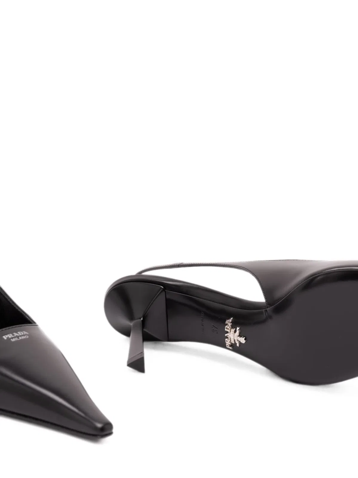 Prada Pointed-toe Leather Slingback Slingback Pump In Black