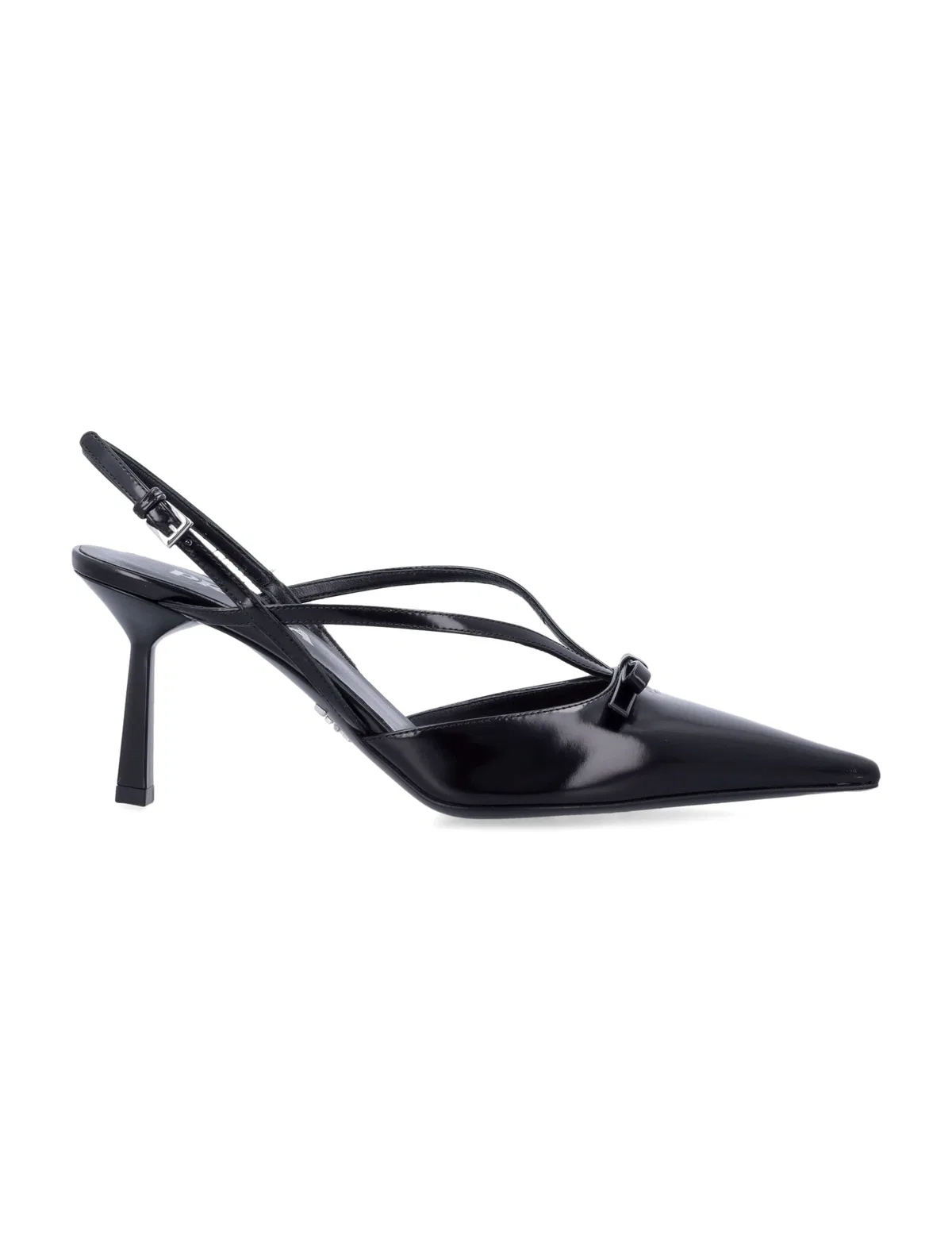 Prada Brushed Leather Slingback Pumps In Black