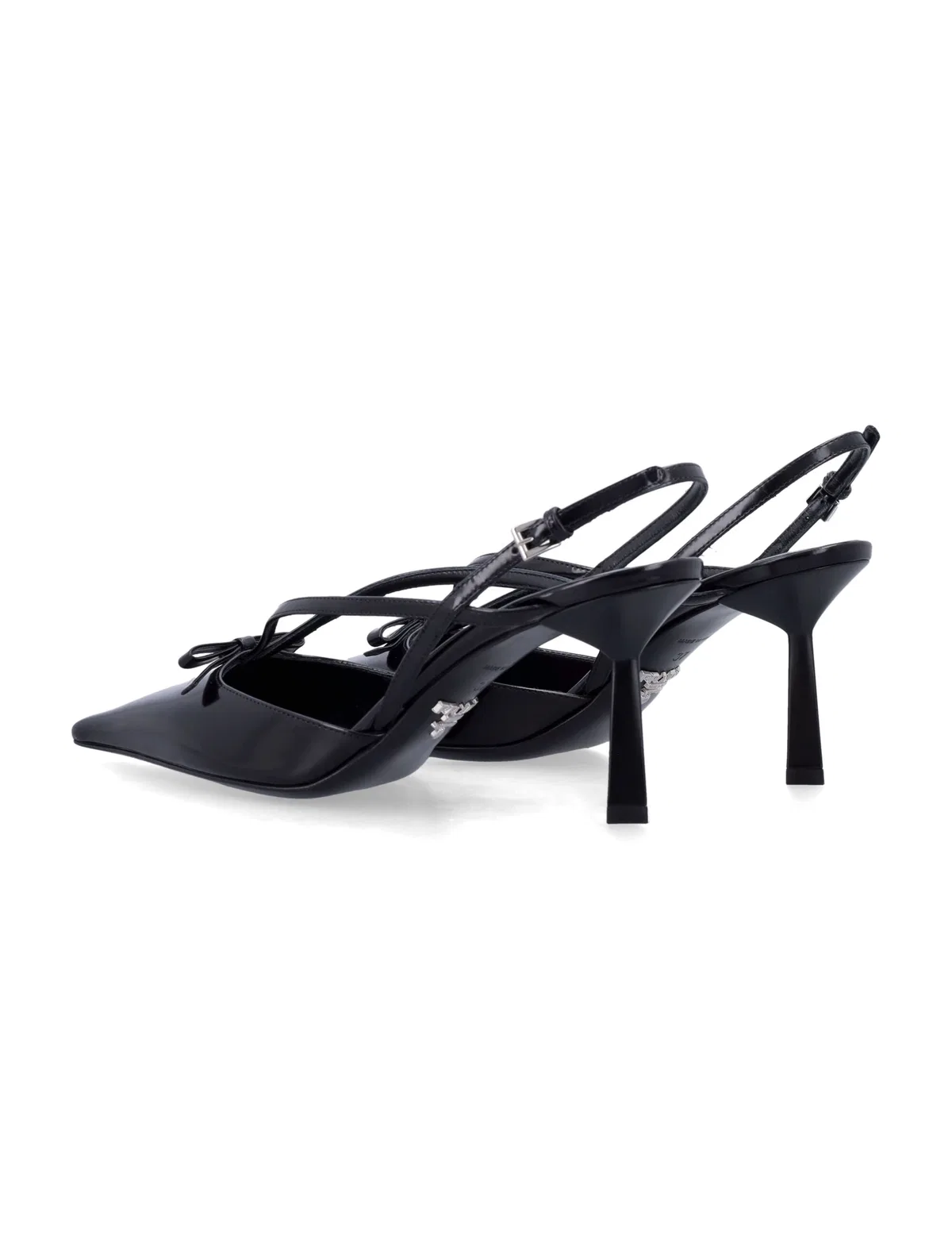 Prada Brushed Leather Slingback Pumps In Black