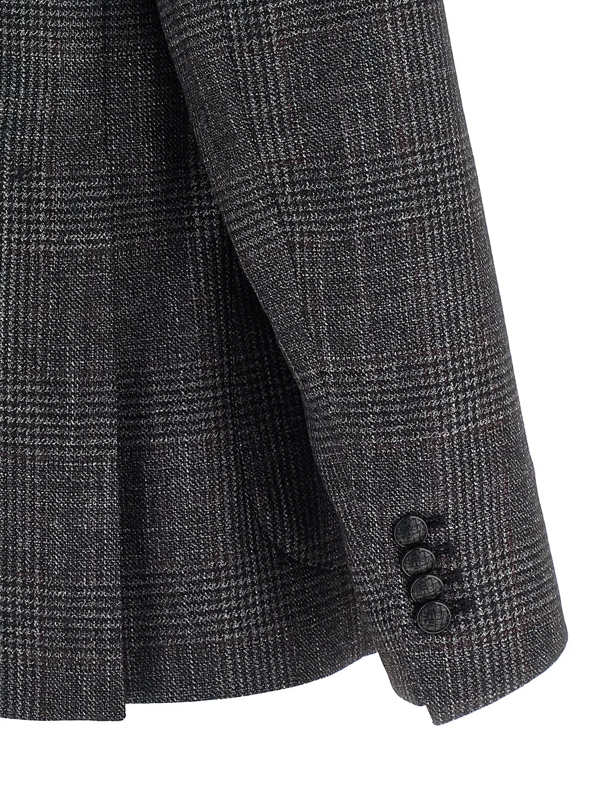 Tagliatore Check-patterned Virgin Wool Blend Blazer In Gray