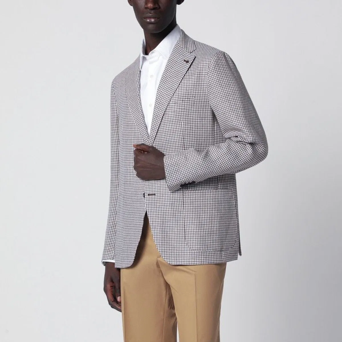 Singlebreasted Jacket With Brown Pattern