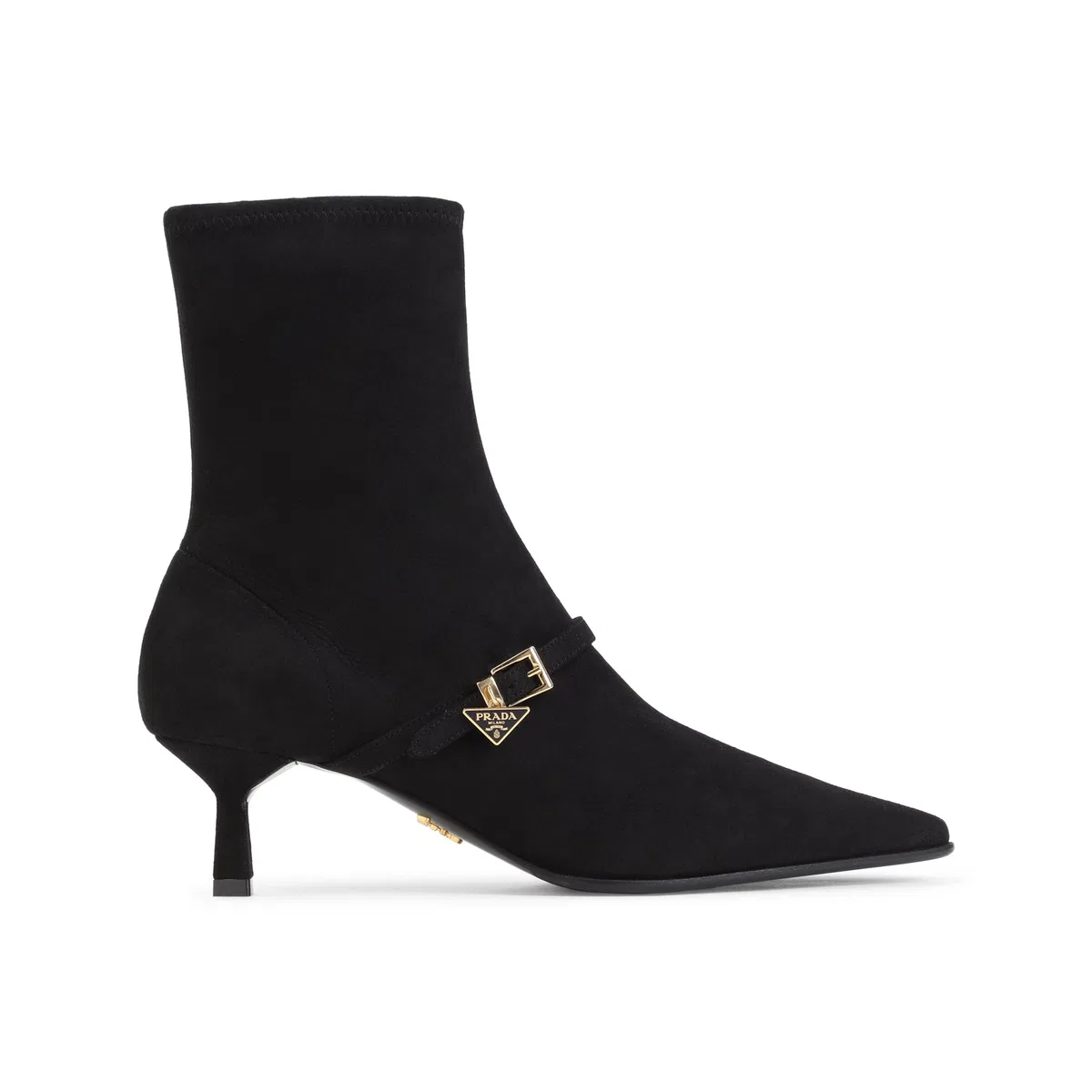 Prada Pointed Toe Kitten Heel Ankle Strap Pump In Black