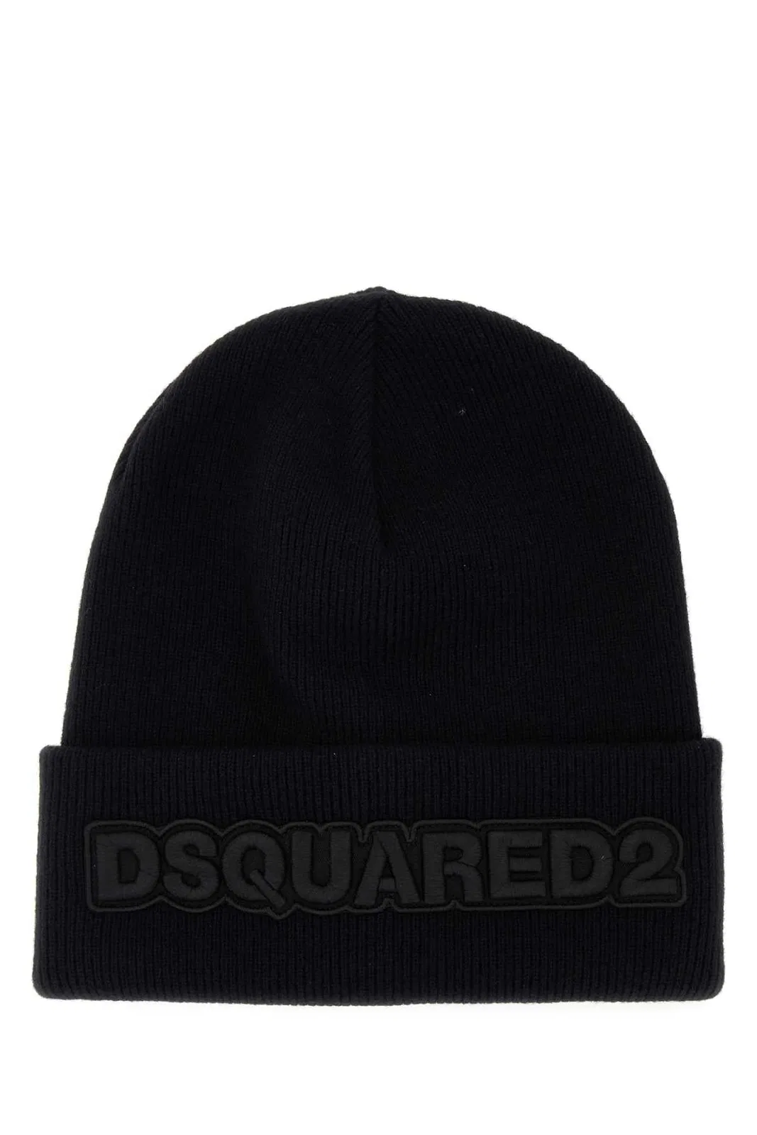 Dsquared2 Cappello Wool Ribbed Beanie In Black