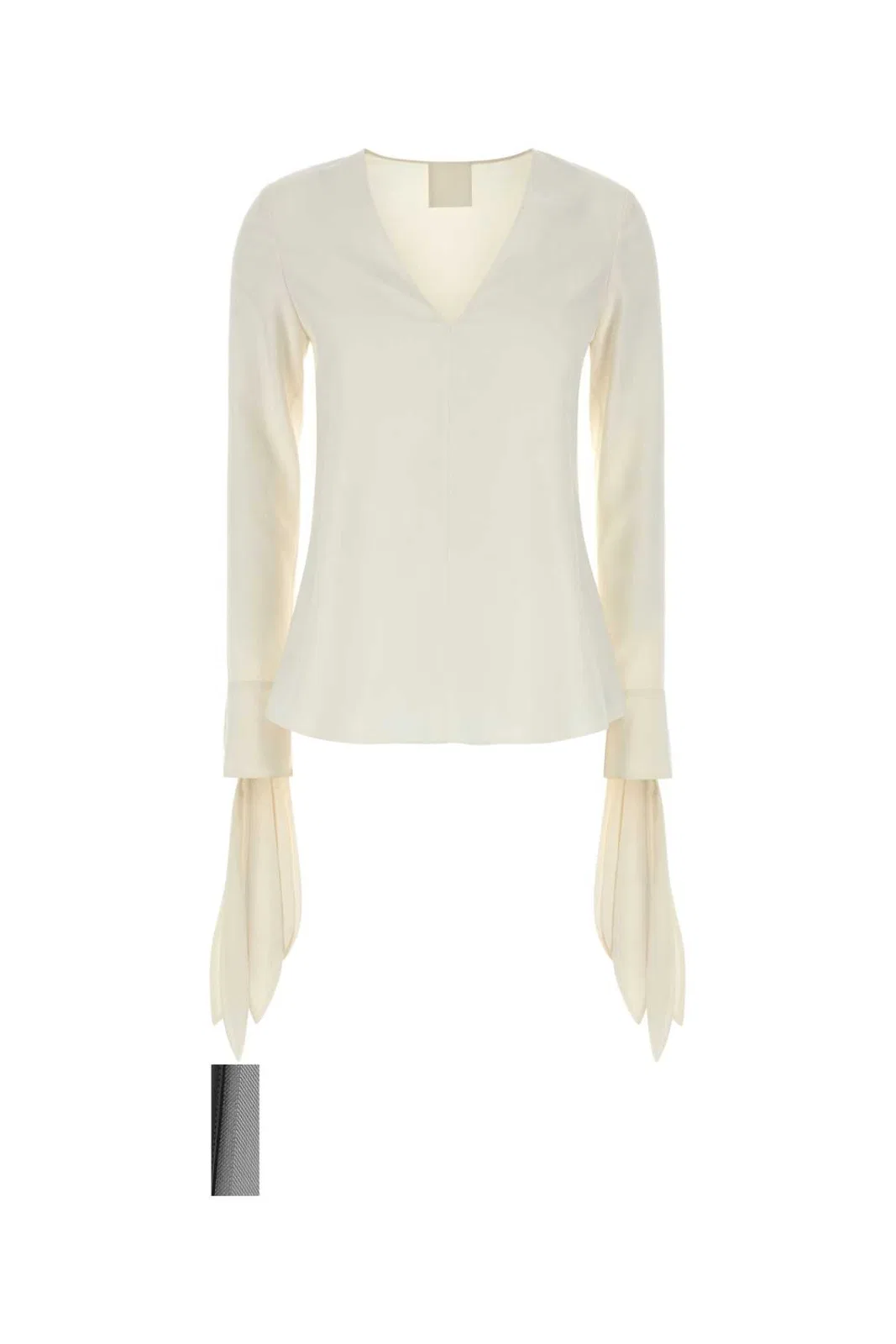 Givenchy Silk V-neck With Draped Cuffs Shirt In White