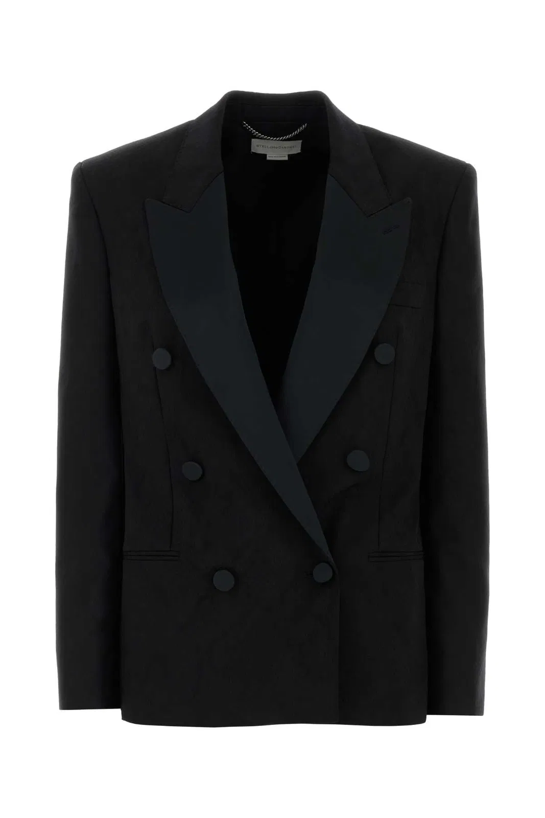 Stella Mccartney Wool Blazer Structured Shoulders Notched Lapels Vent In Black