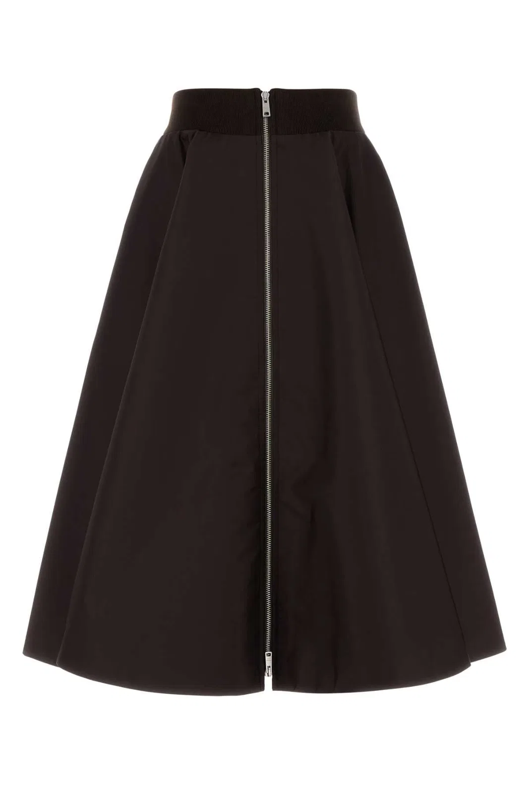 Prada Dark Brown Solid Midi Skirt In Blue