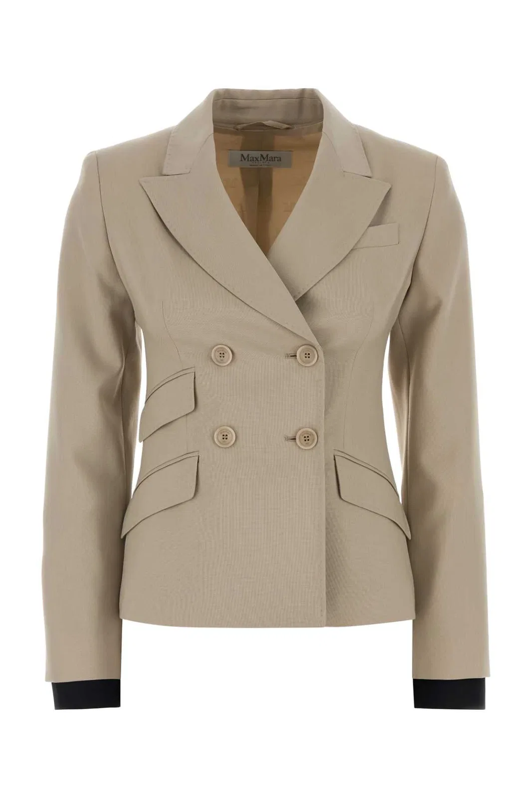 Max Mara Double-breasted Virgin Wool Blazer In Brown