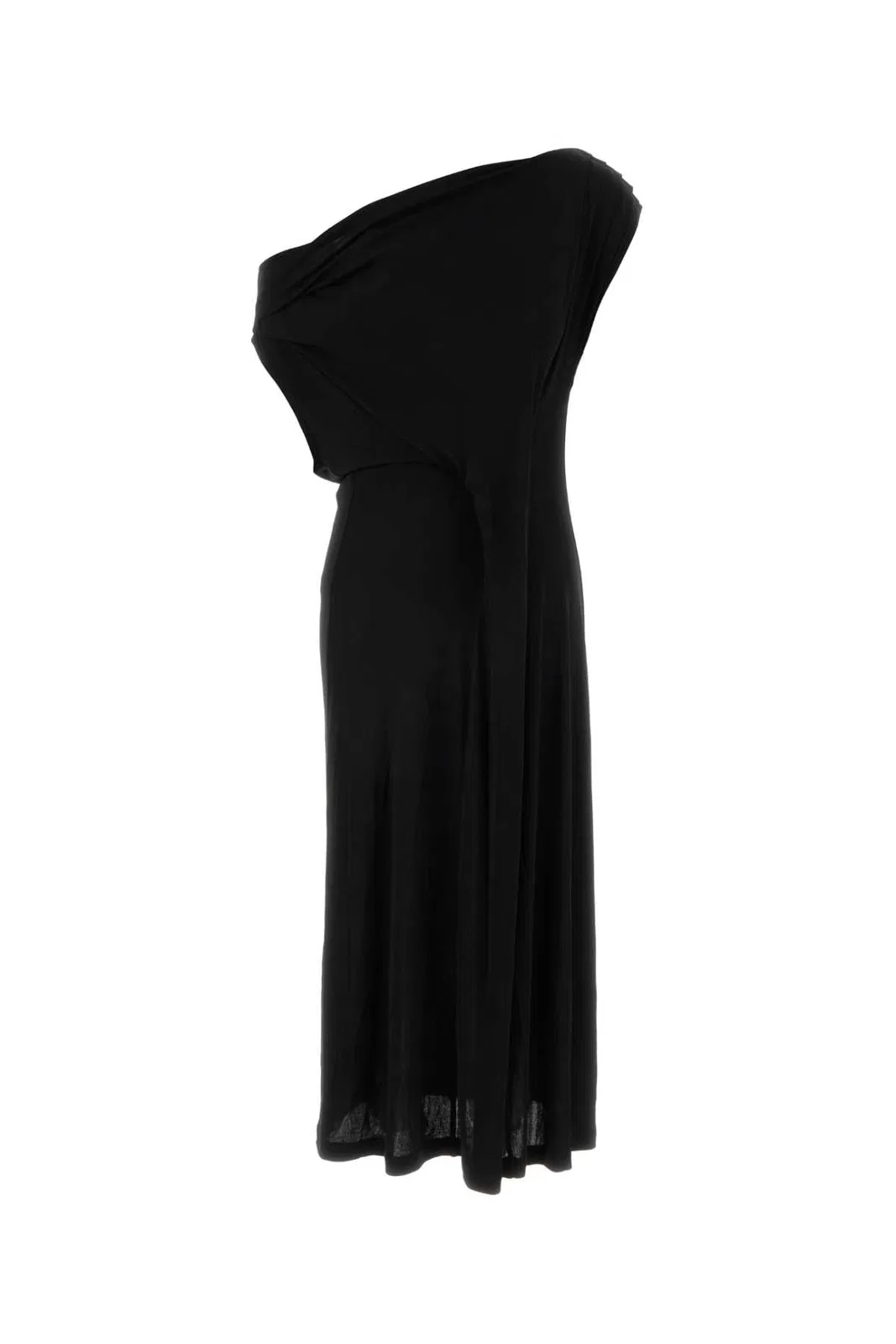 Draped Off Shoulder Jersey Dress