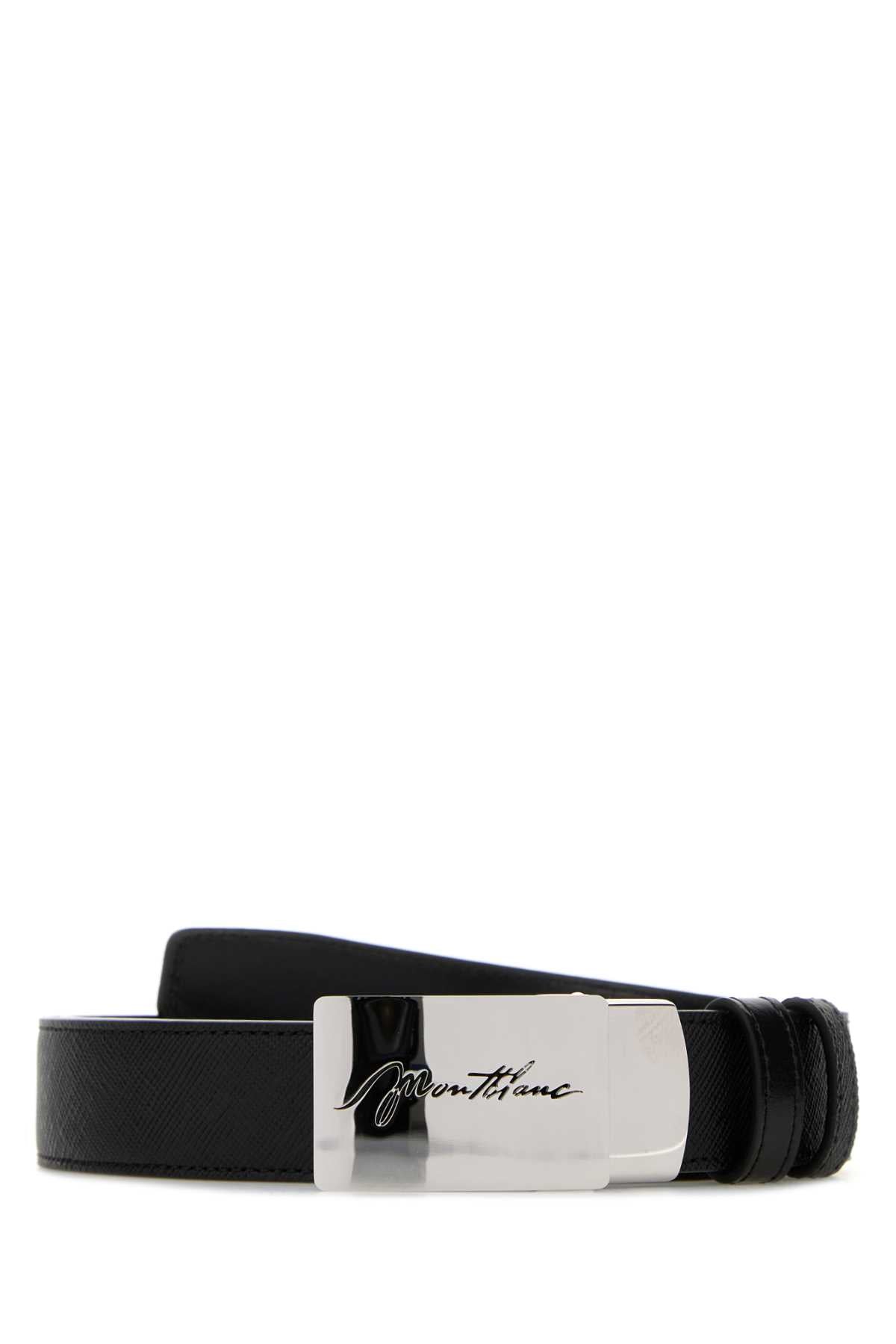 Cursive Plate Black/Black 30Mm Reversible Leather