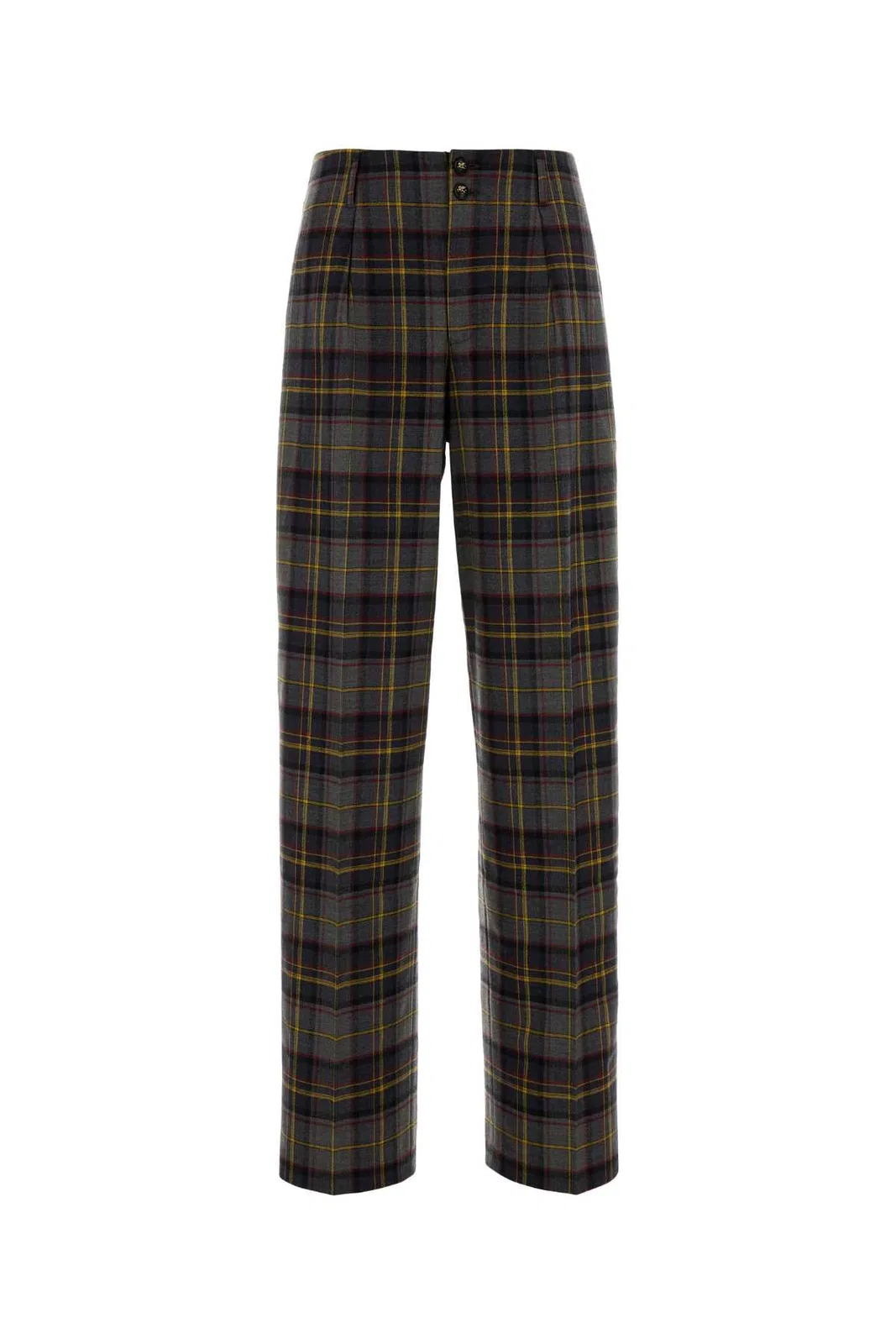 Etro Grey Check-pattern Stretch Wool Trousers In Animal Print