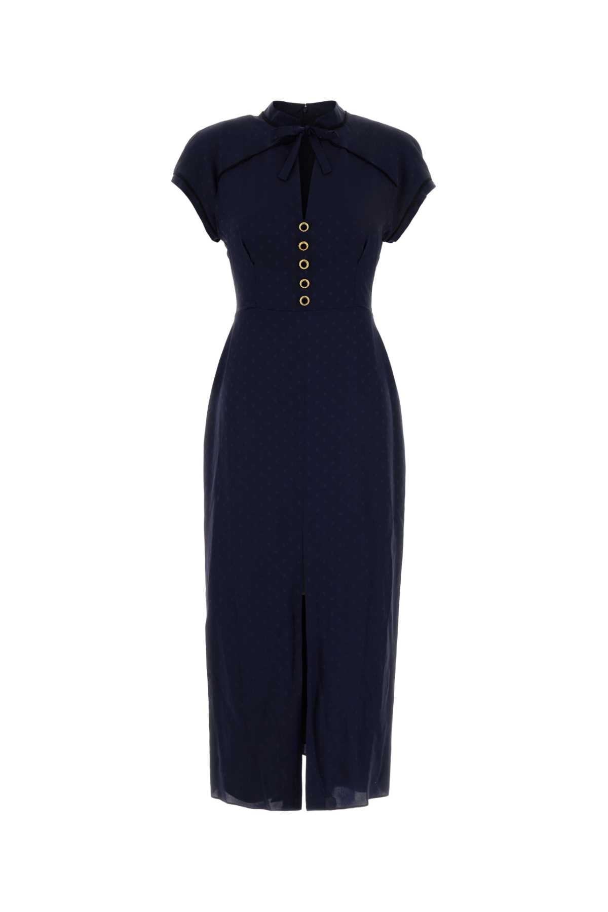 Silk Jacquard Dress With Piping Details