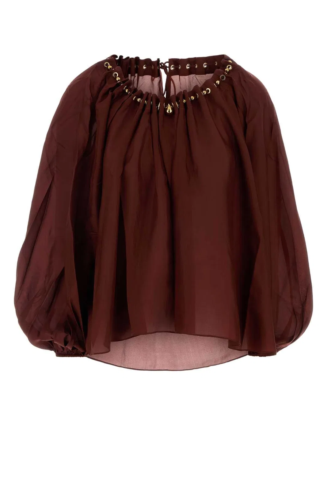 Zimmermann Blouse Aster With Ruffles And Beads In Brown