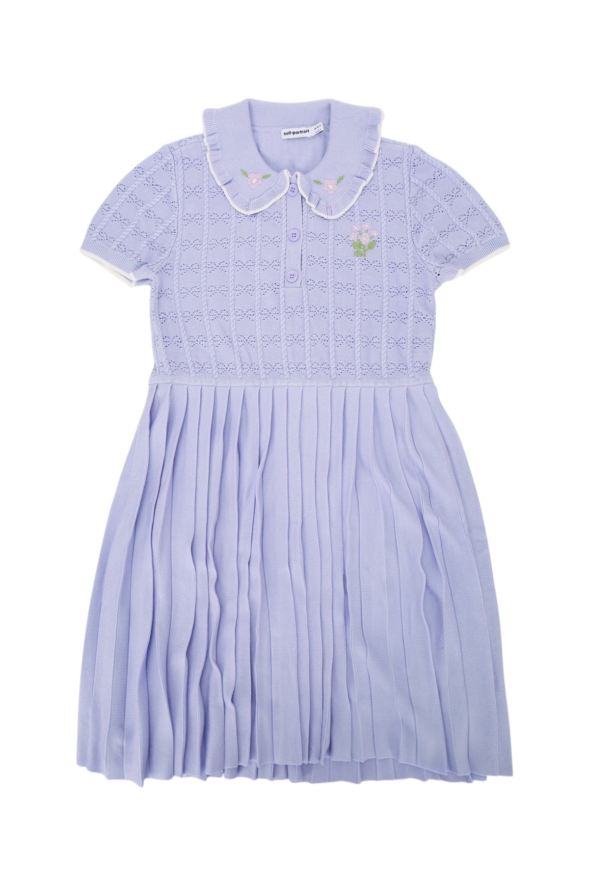 Lilac Pleated Pointelle Knit Dress