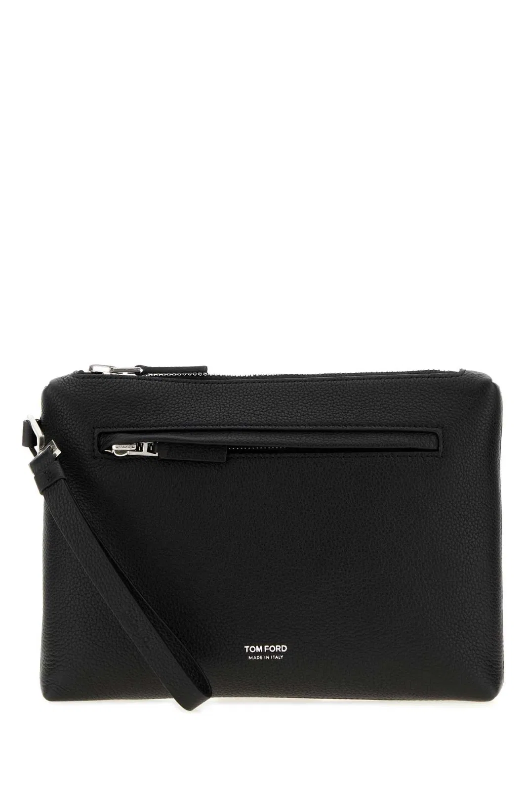 Grain Leather Pouch With Wristlet