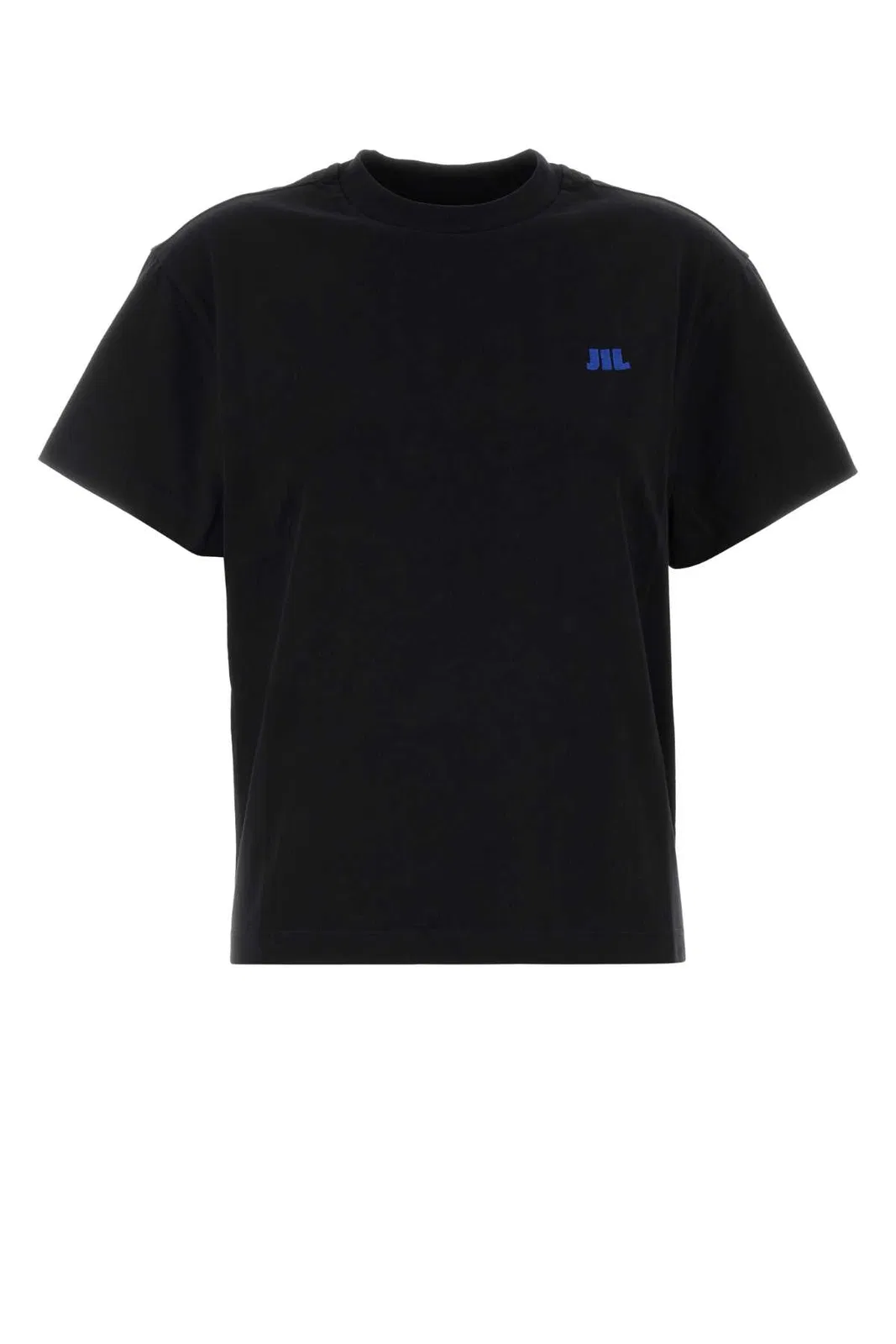 Jil Sander Cotton T-shirt With Contrasting Embroidered Front Logo In Black