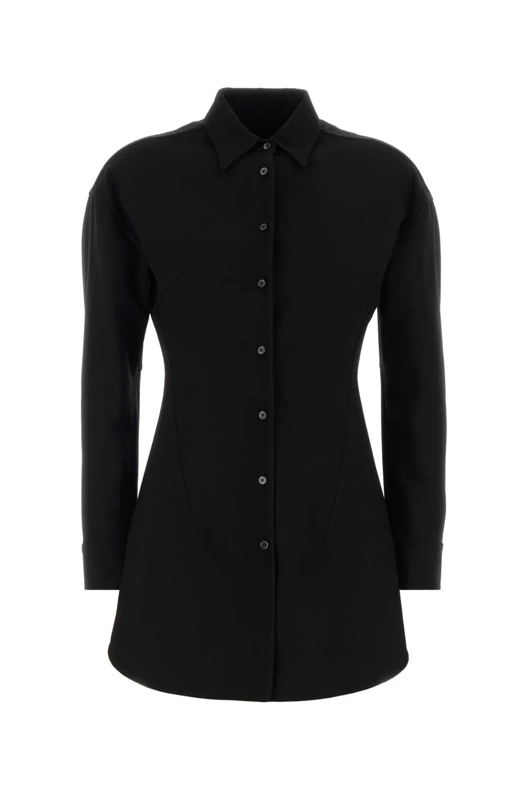 Jil Sander Wool-blend Button-front Shirt In Black