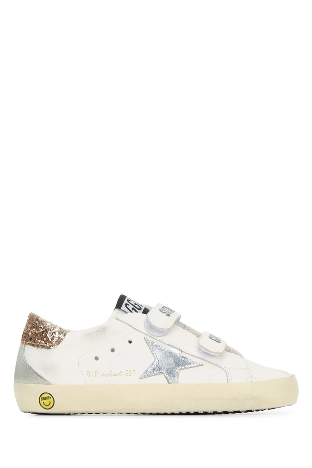 Kids Old School Leather Upper Laminated Star Glitter He