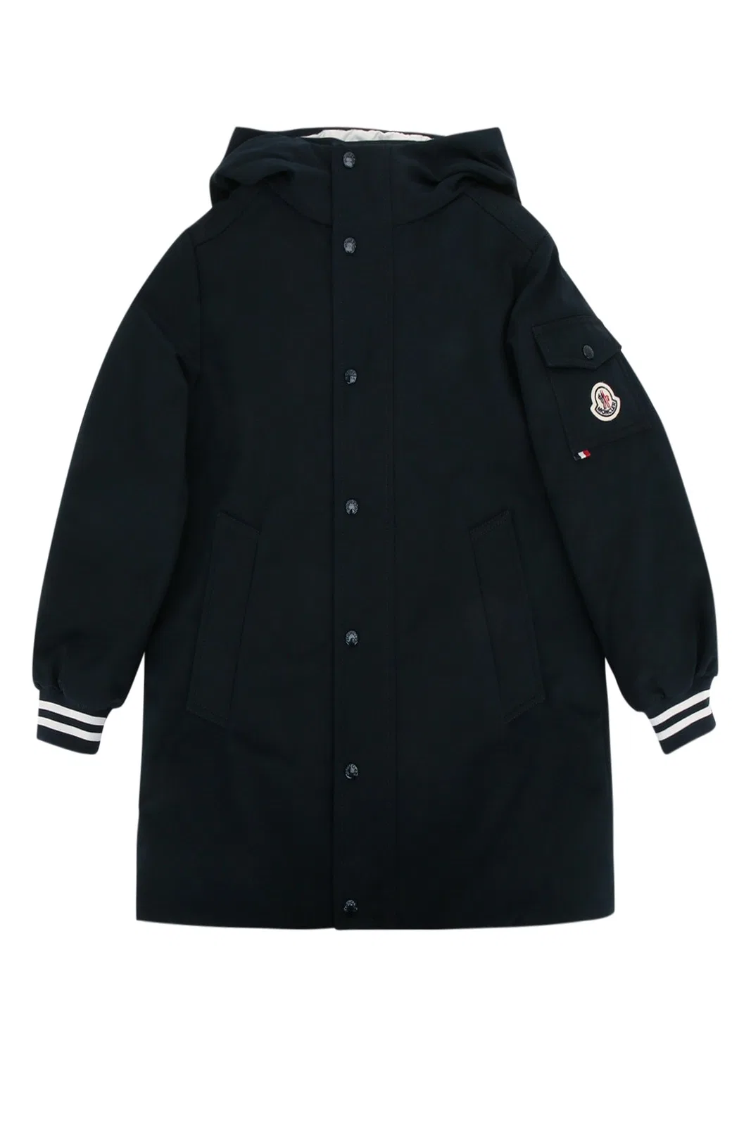 Moncler Jr Ever Long Parka In Blue