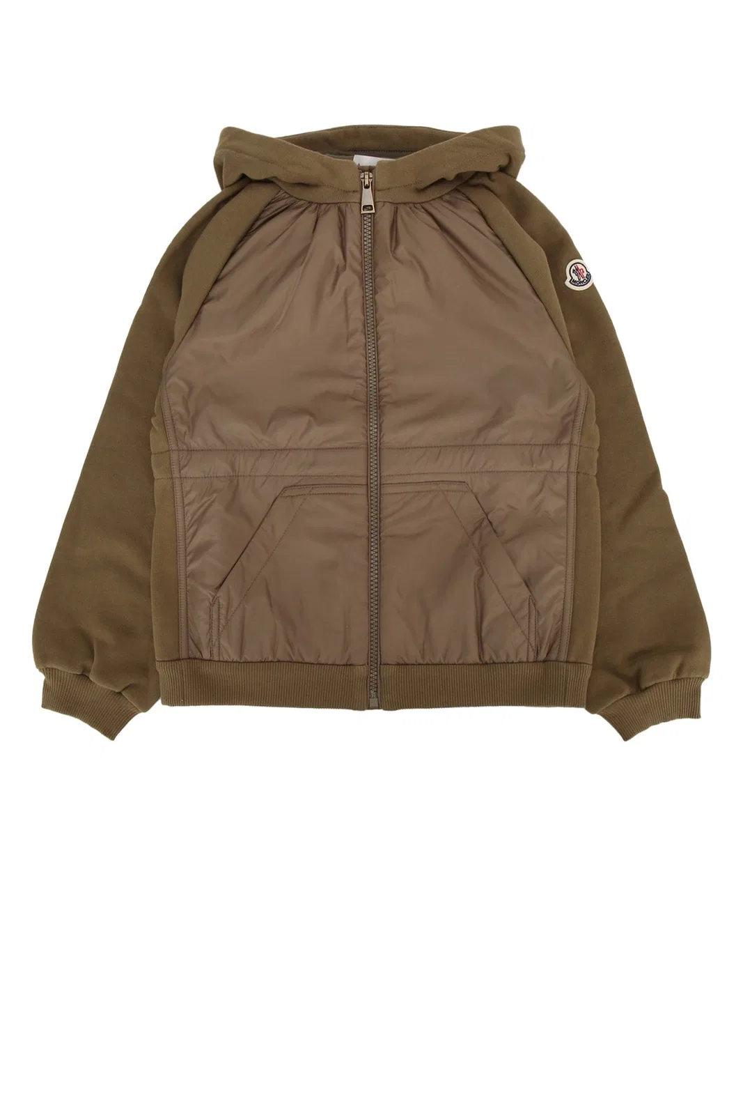 Moncler Jr Zip Up Cardigan In Taupe