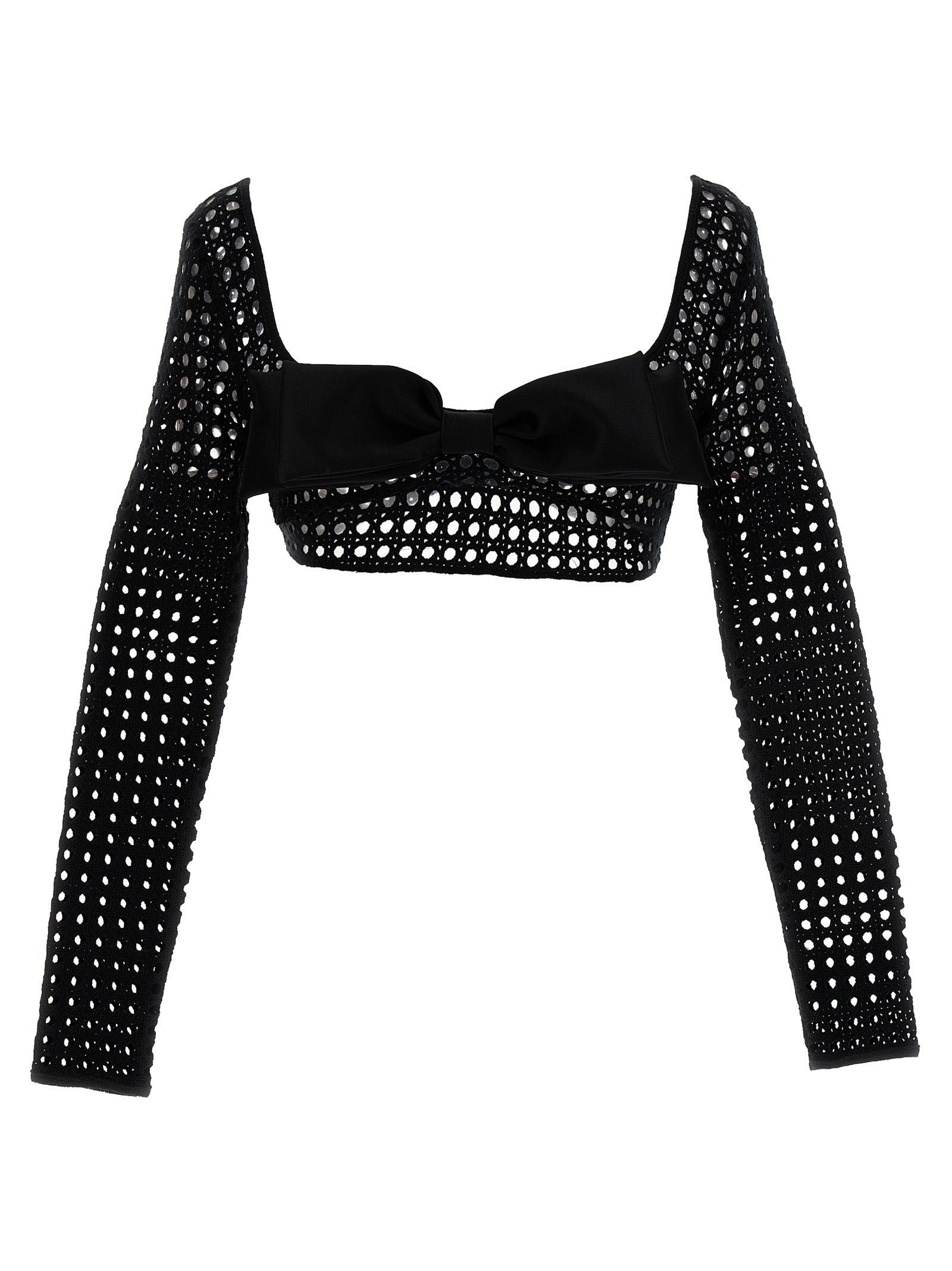 Cropped Macramé Bow Top