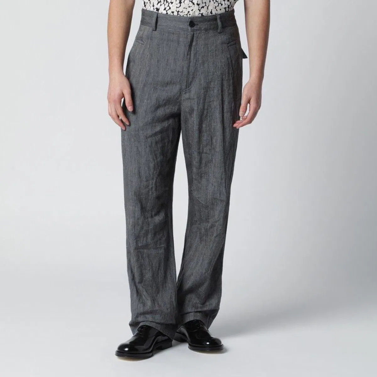 Black Herringbone Trousers