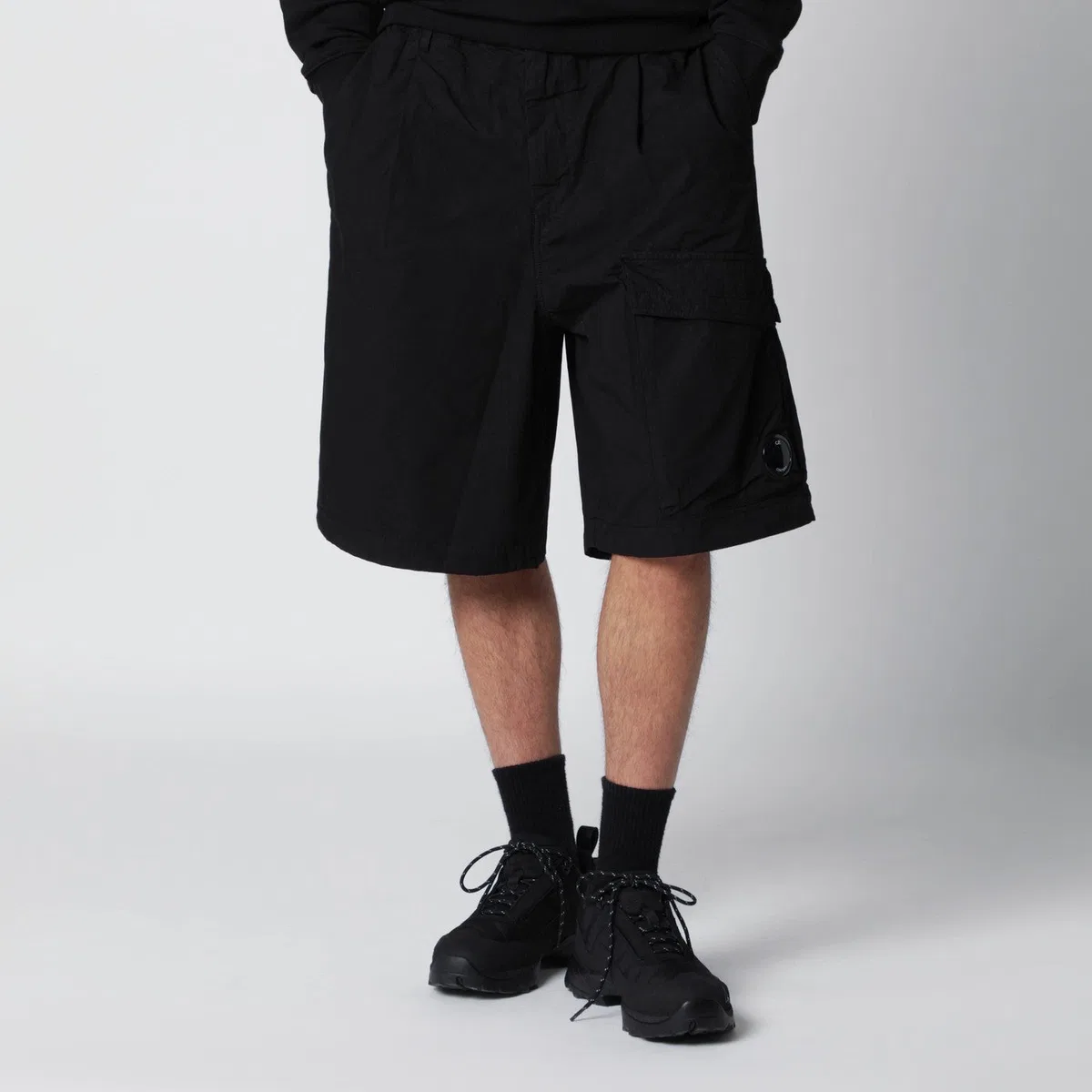 C.p. Company Black Cotton Bermuda Shorts