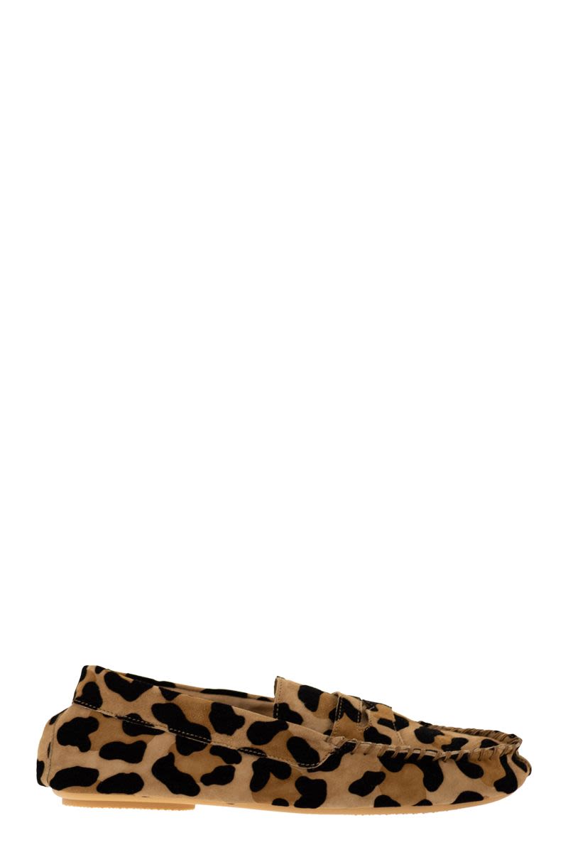 Suede Loafers With Animal Print