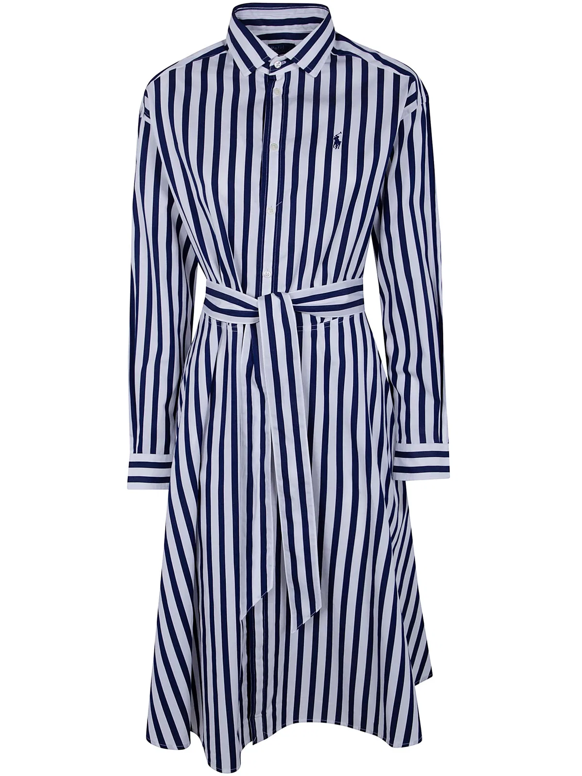 Polo Ralph Lauren Long Sleeves Midi Day Dress In Blue