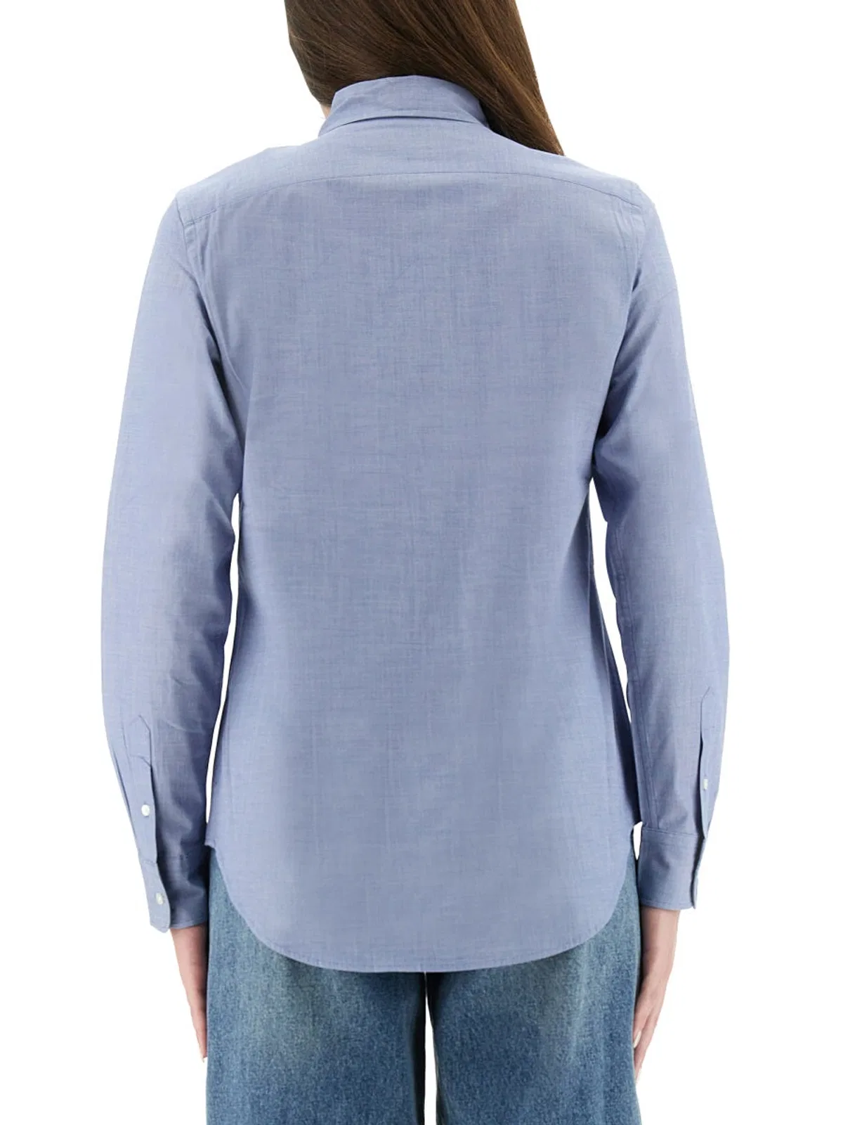 Blue Button-Down Embroidered Logo Shirt
