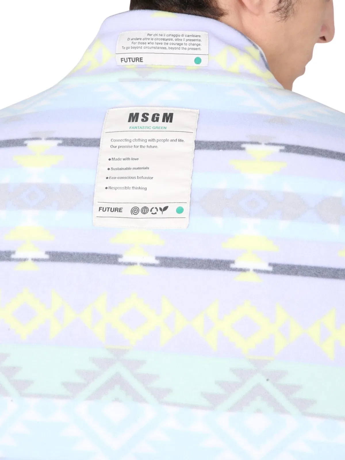 Msgm Multicolor Abstract Mock Collar Jacket In Multi