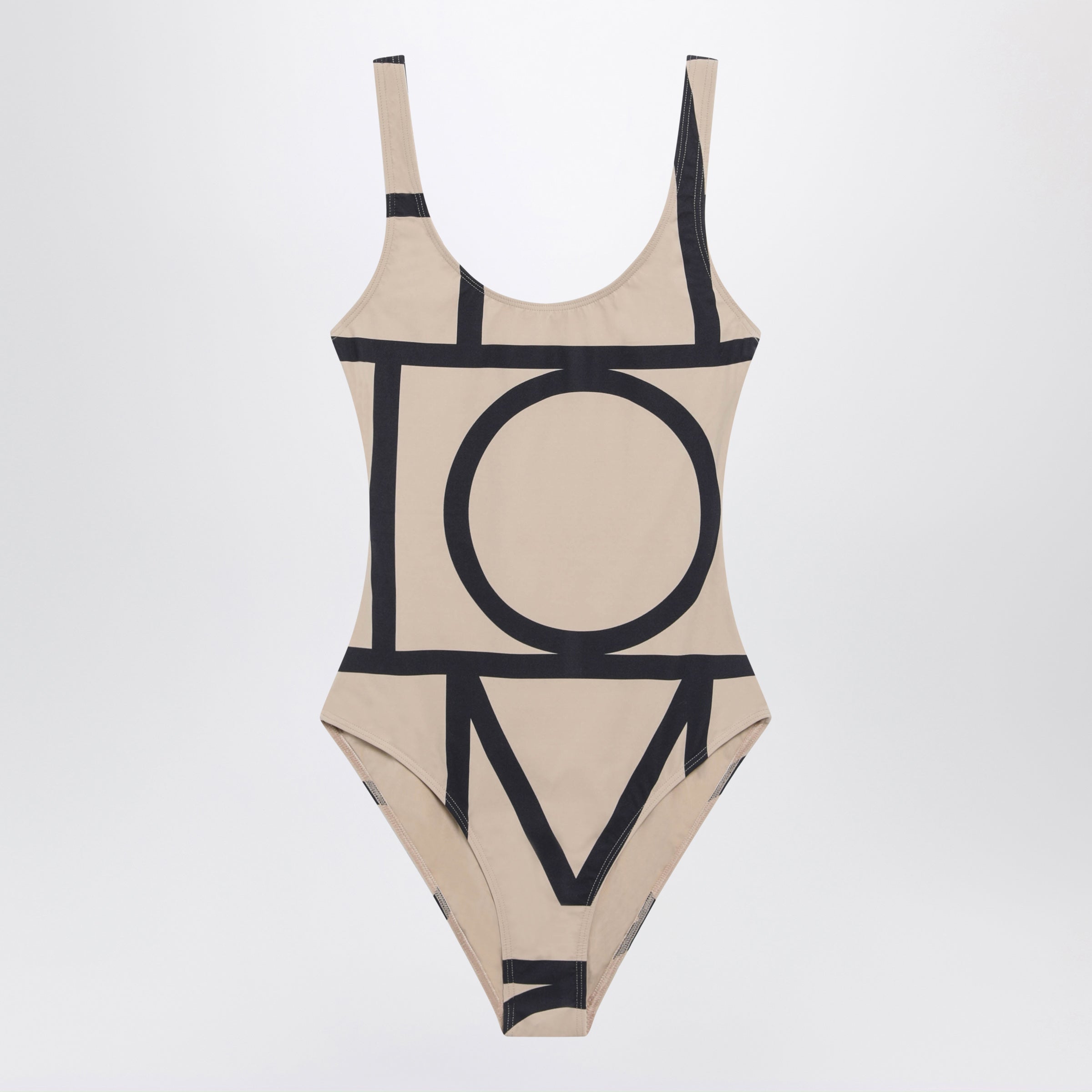 Beige Swimsuit With Monogram