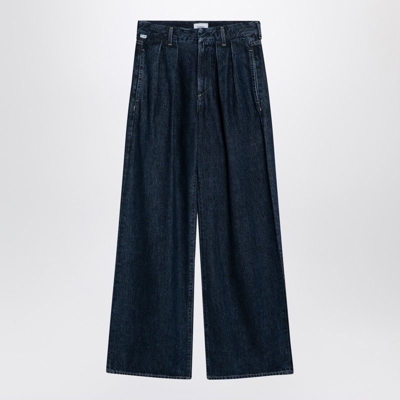 Dark Wide Jeans With Pleats