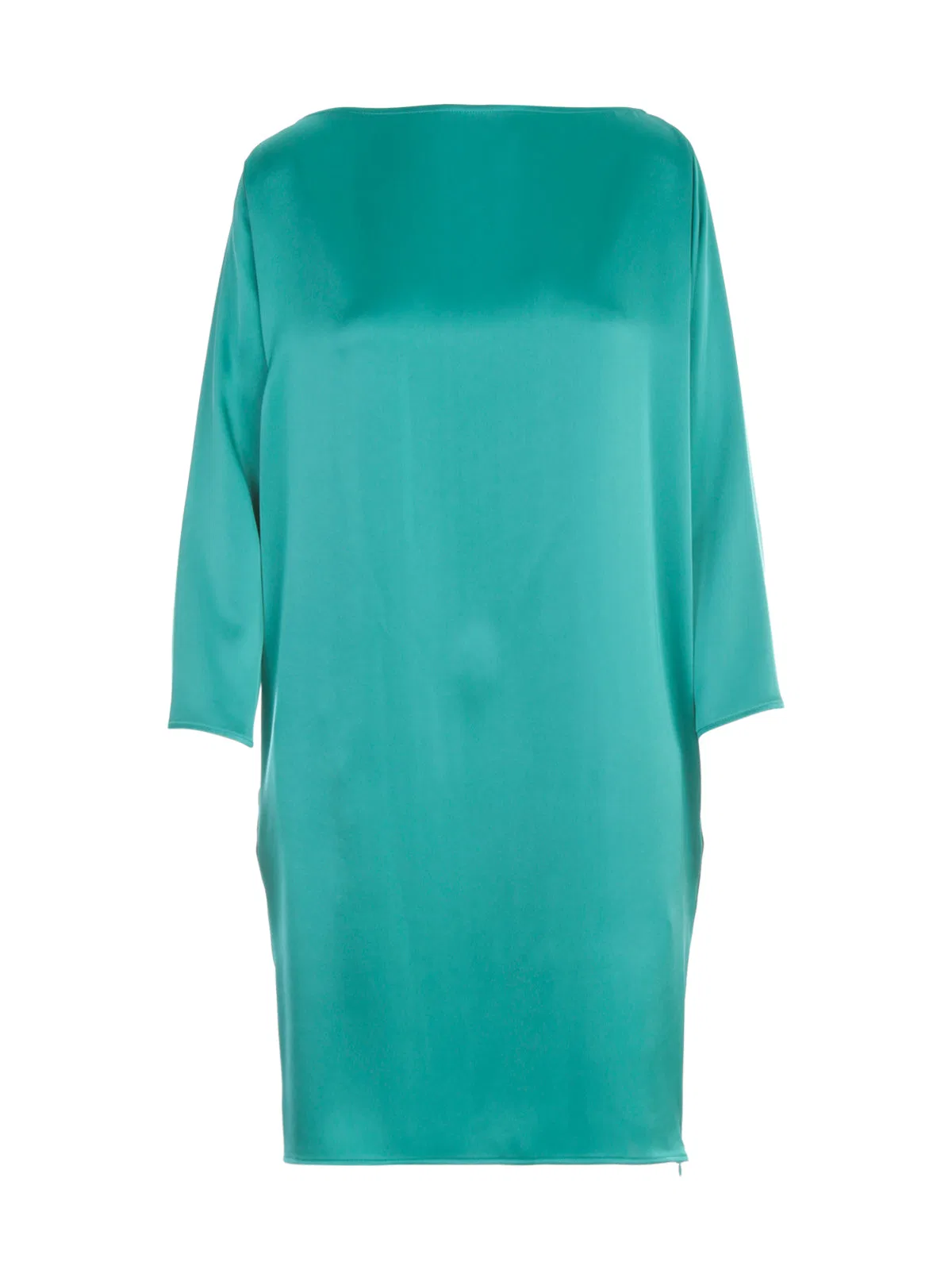 Nathalie Satin Boat Neck L/S Dress