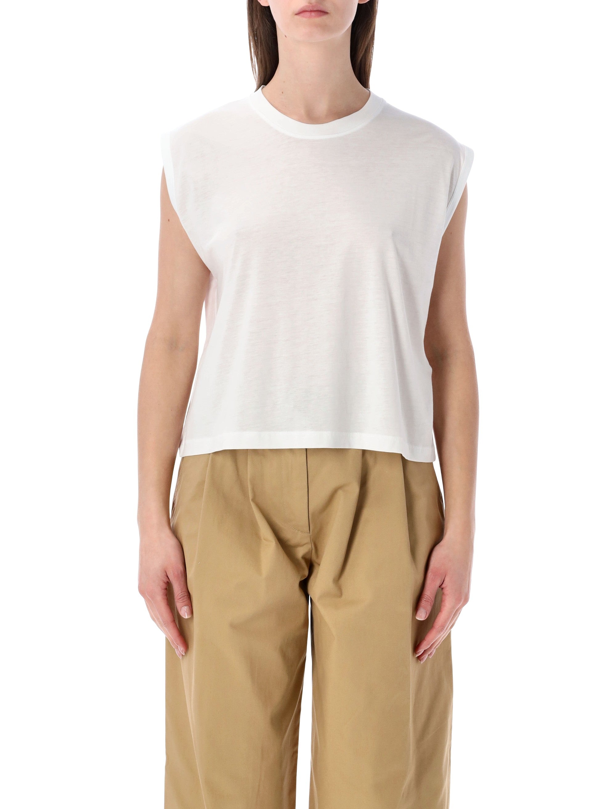 Sessùn Deedoo White Sleeveless Tencel™ T-Shirt