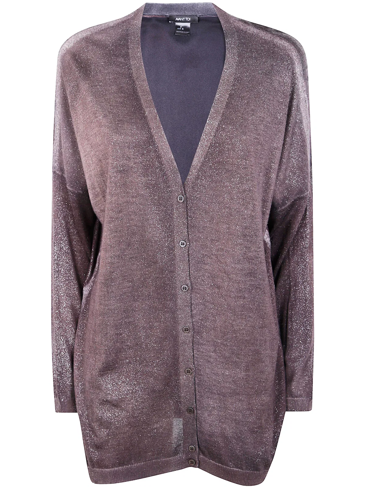 "Star Dust" Effect Long Cardigan With Silk On Back