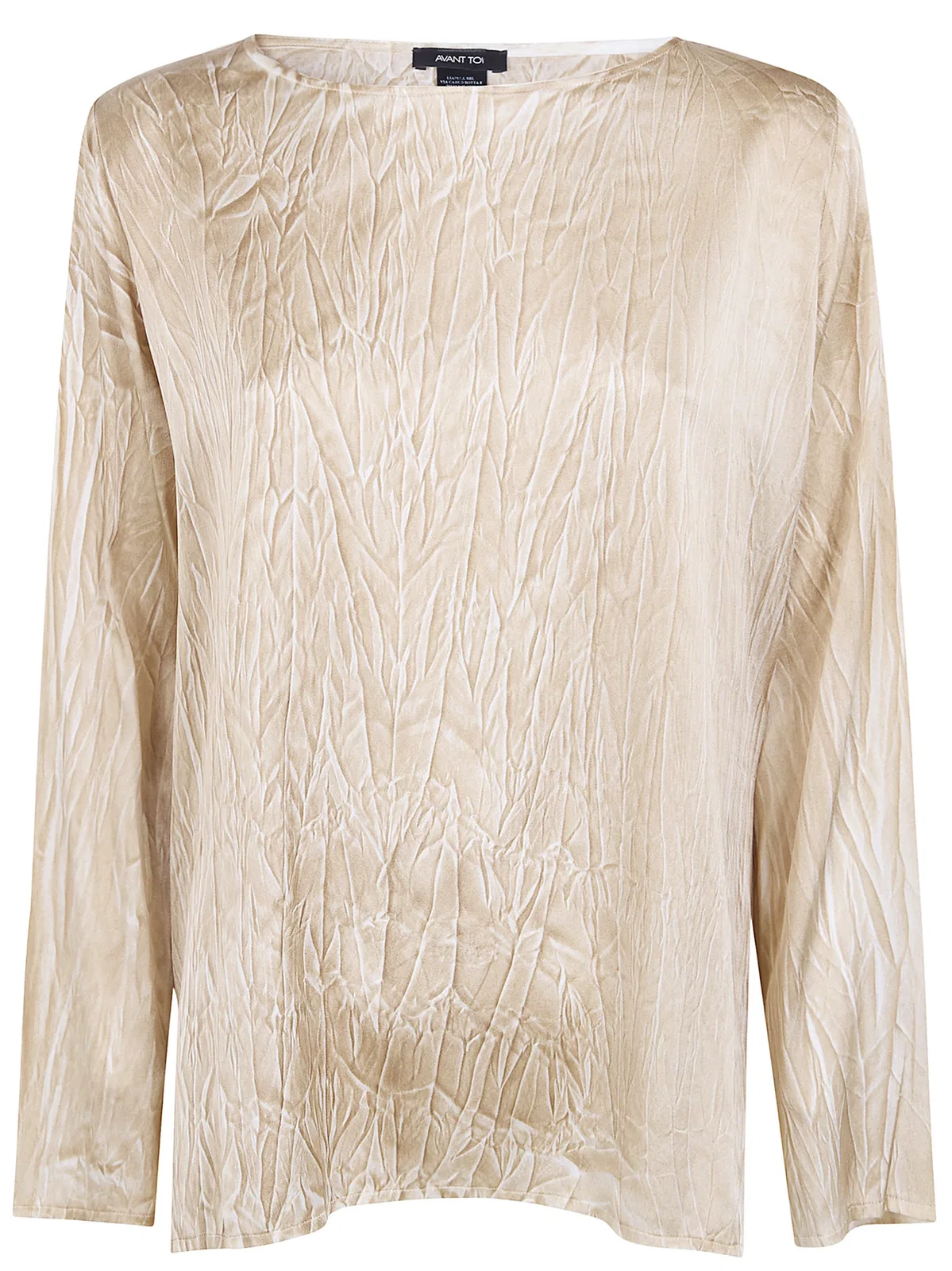 Crumpled Effect Stretch Silk Blouse
