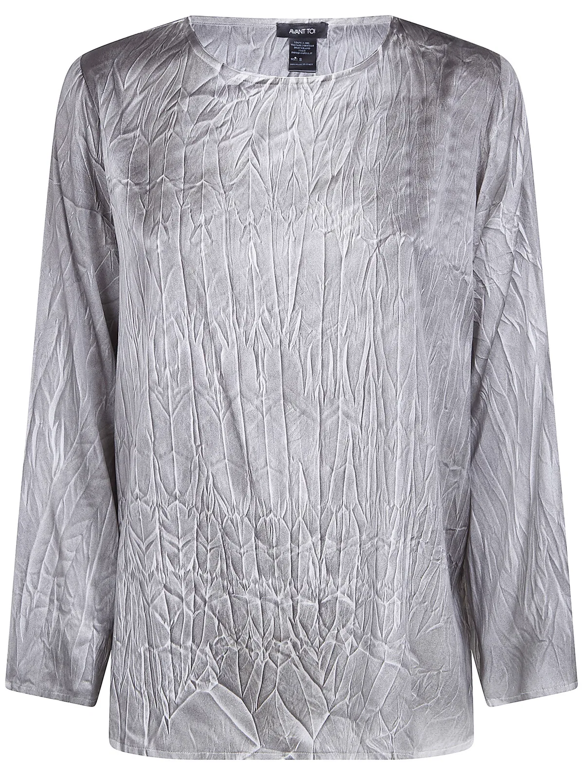 Crumpled Effect Stretch Silk Blouse