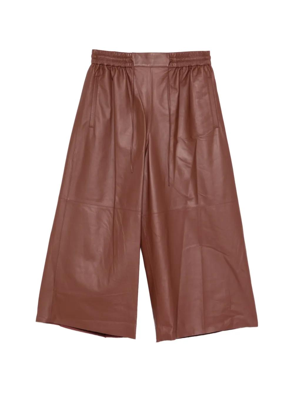Leather Trousers With Drawstring Waistband