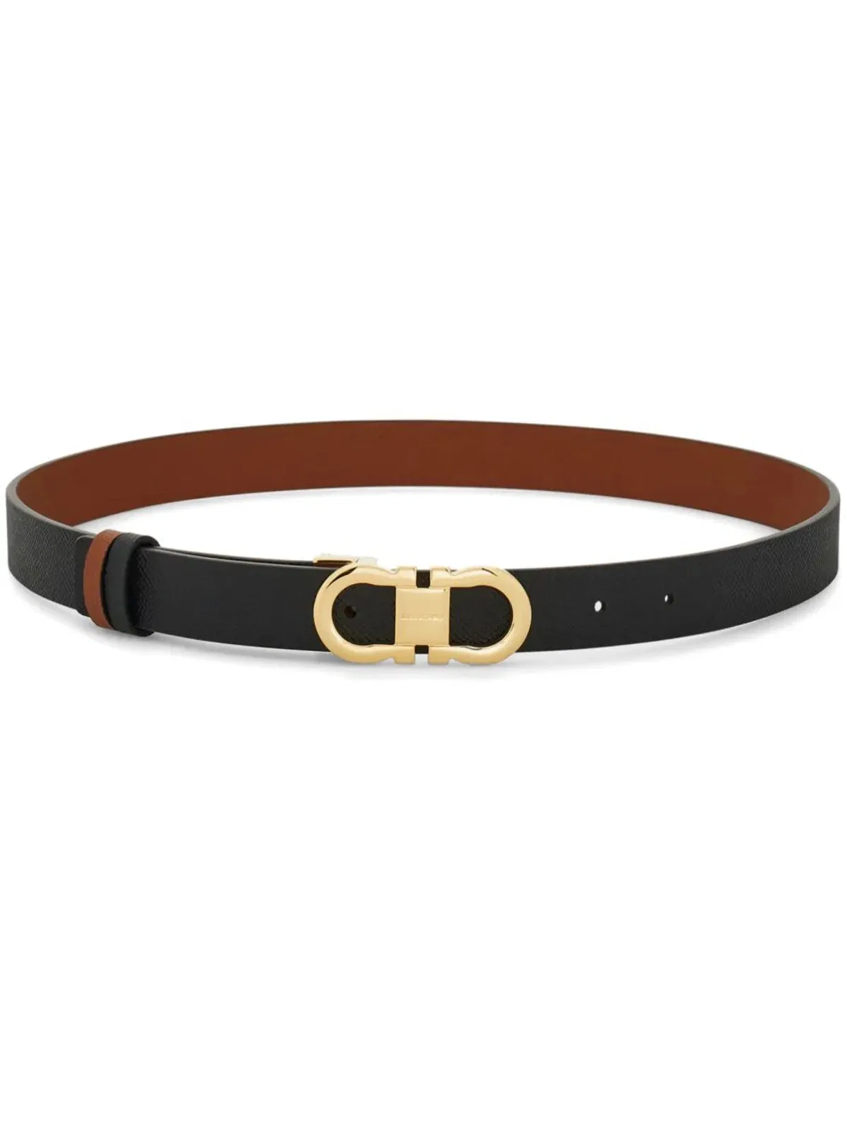 Ferragamo Gancini Hammered Leather Reversible Belt