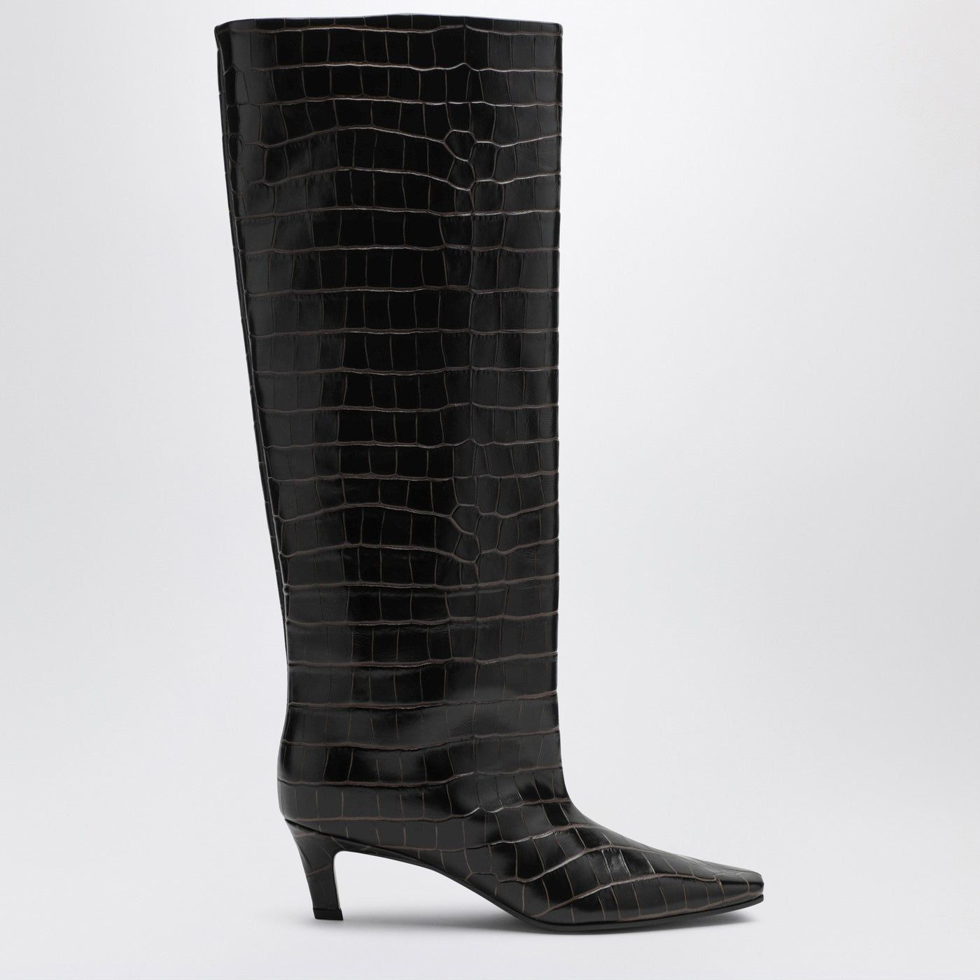 Brown Boots In Crocodileprint Leather
