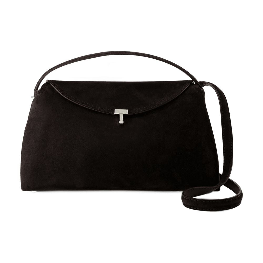 Tlock Bag Brown Espresso In Suede Leather
