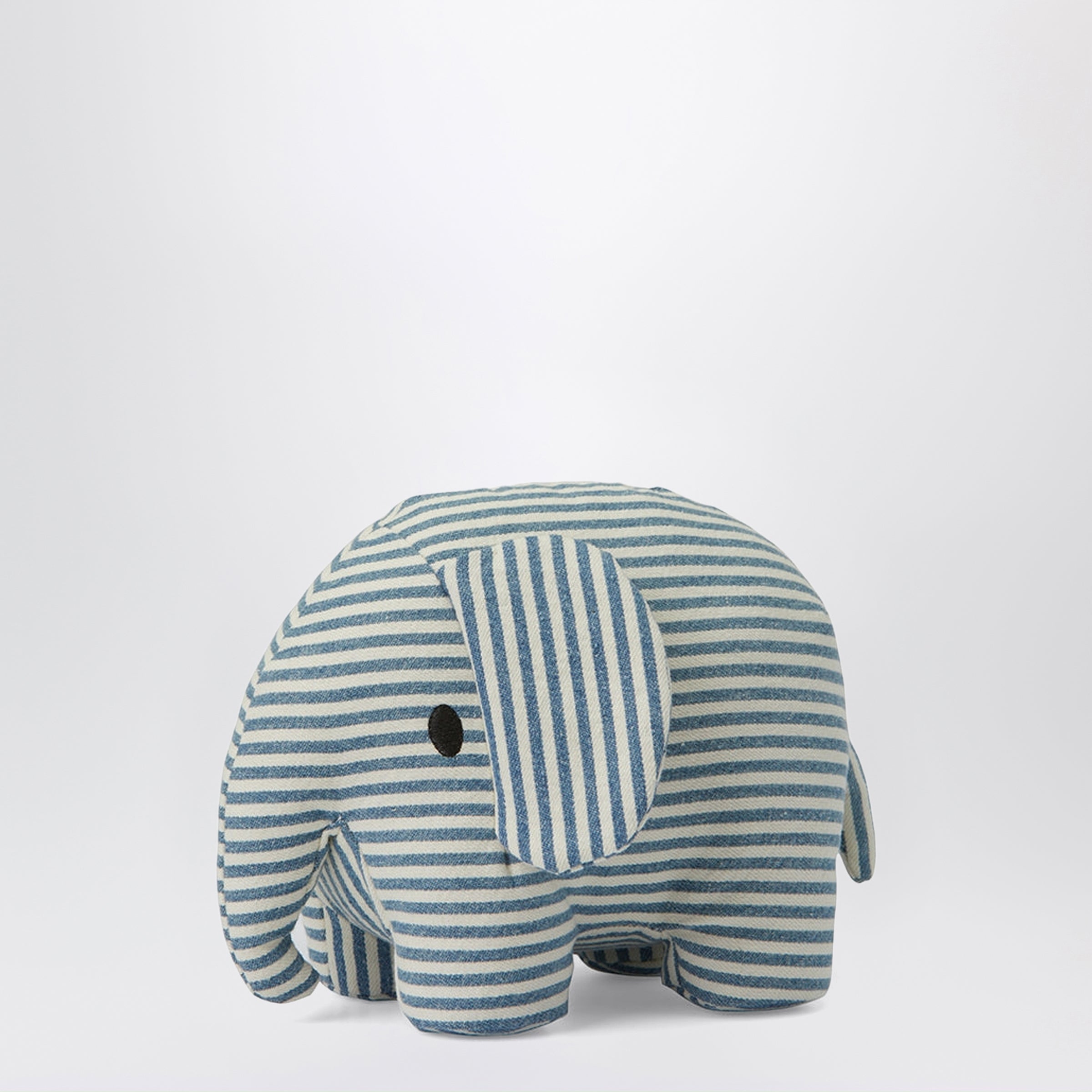 Elephant Plush Toy In Striped Denim 23 Cm