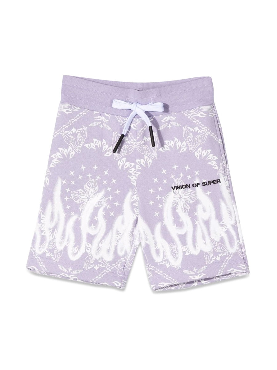 Lilac Shorts Kids With Bandana Print