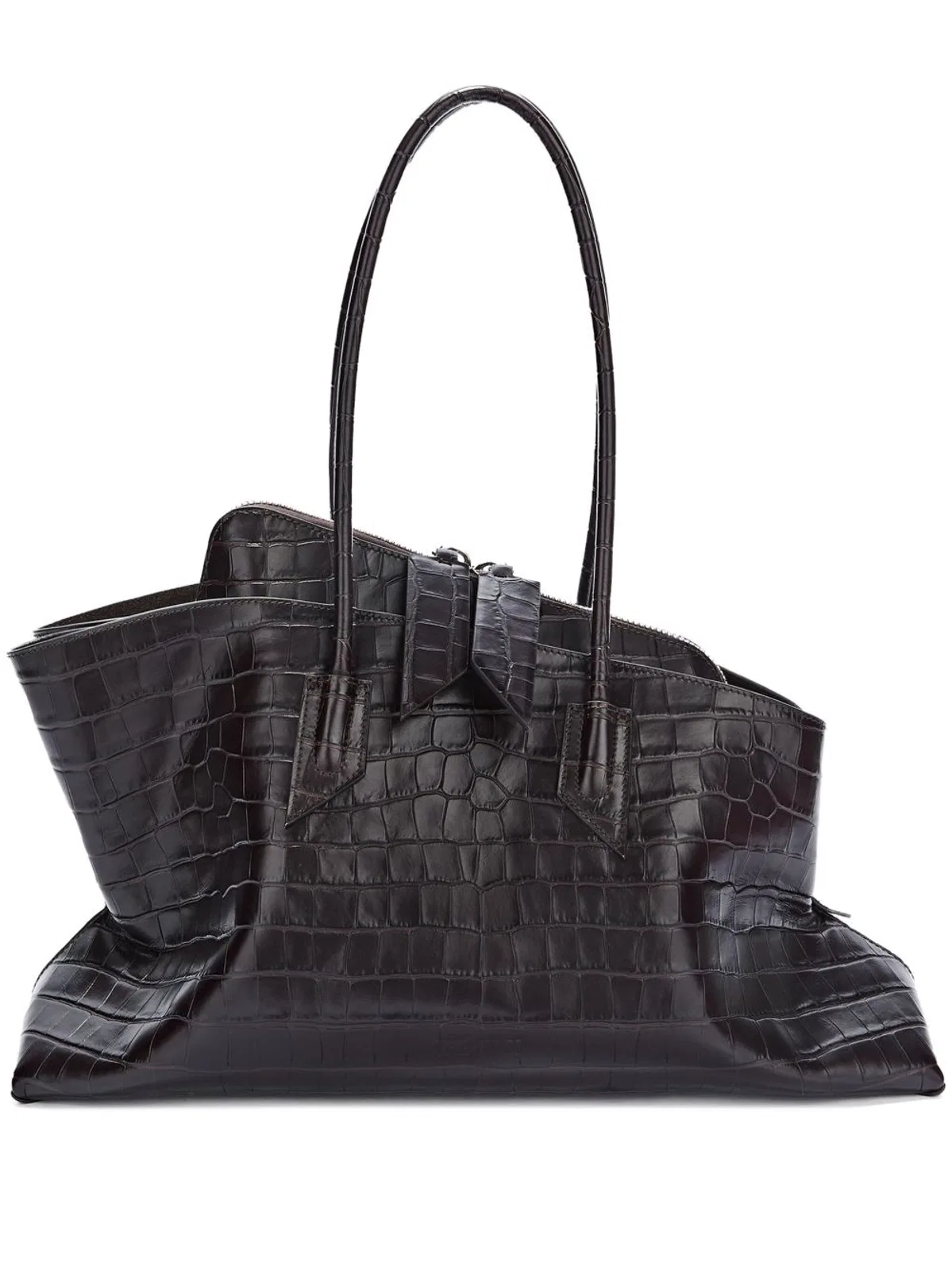 La Passeggiata Medium Bag In Coffee Crocodileprint Leather