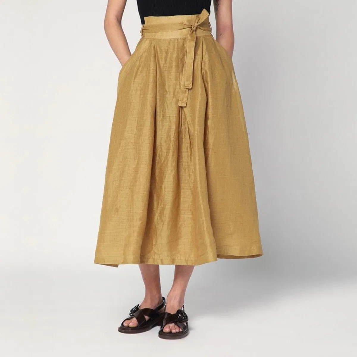 Nova Pleated Skirt In Ramie