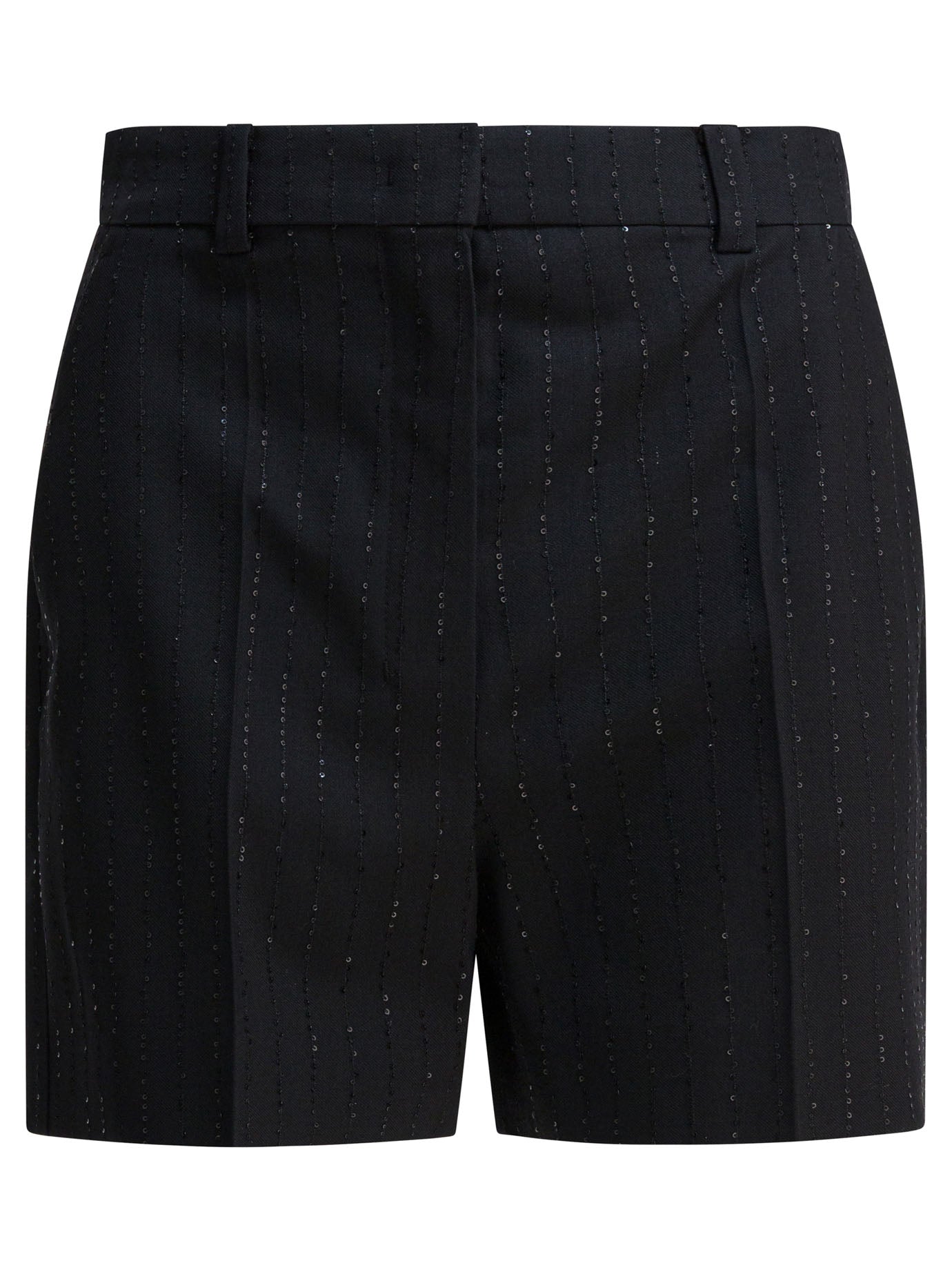 Black Wool Blend Shorts