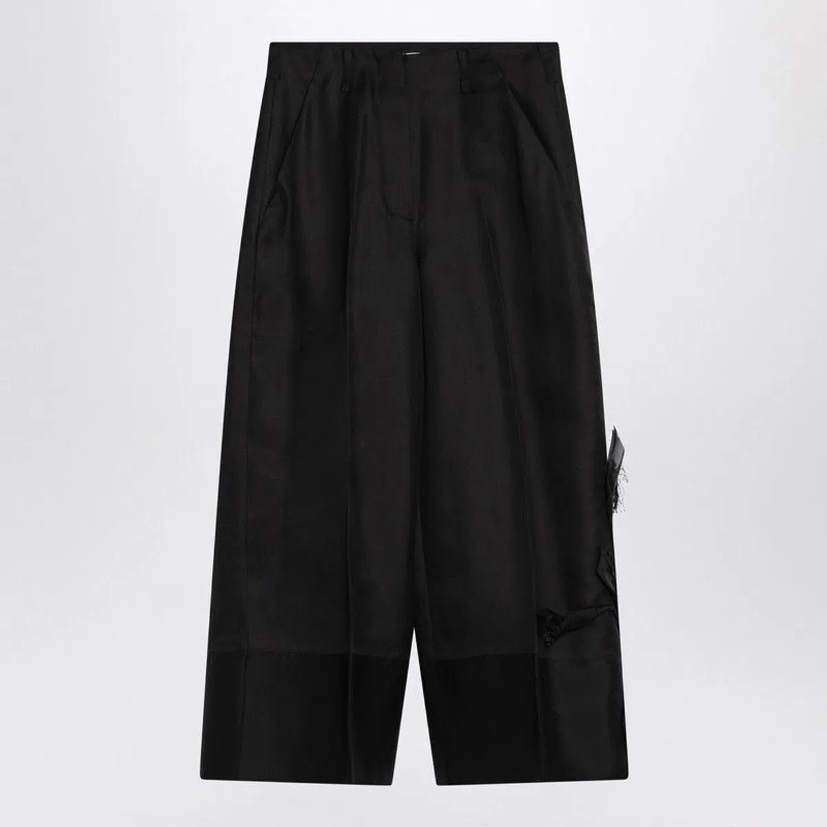 Atelier Pasa Black Trousers In Silk And Wool