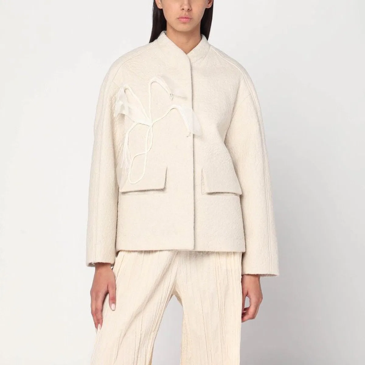 Jacket In Boiled Wool Écru