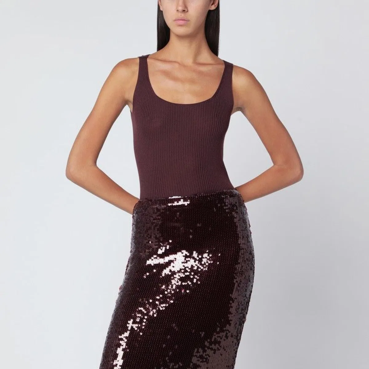 Eggplant-Coloured Wool Tank Top